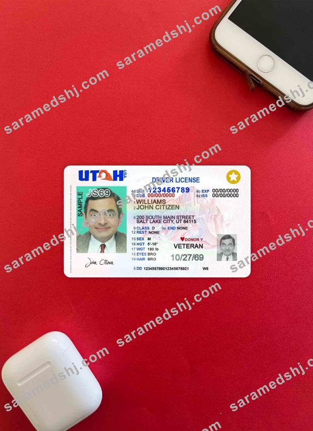 USA Utah driving license 2021 - present photolook FRONT